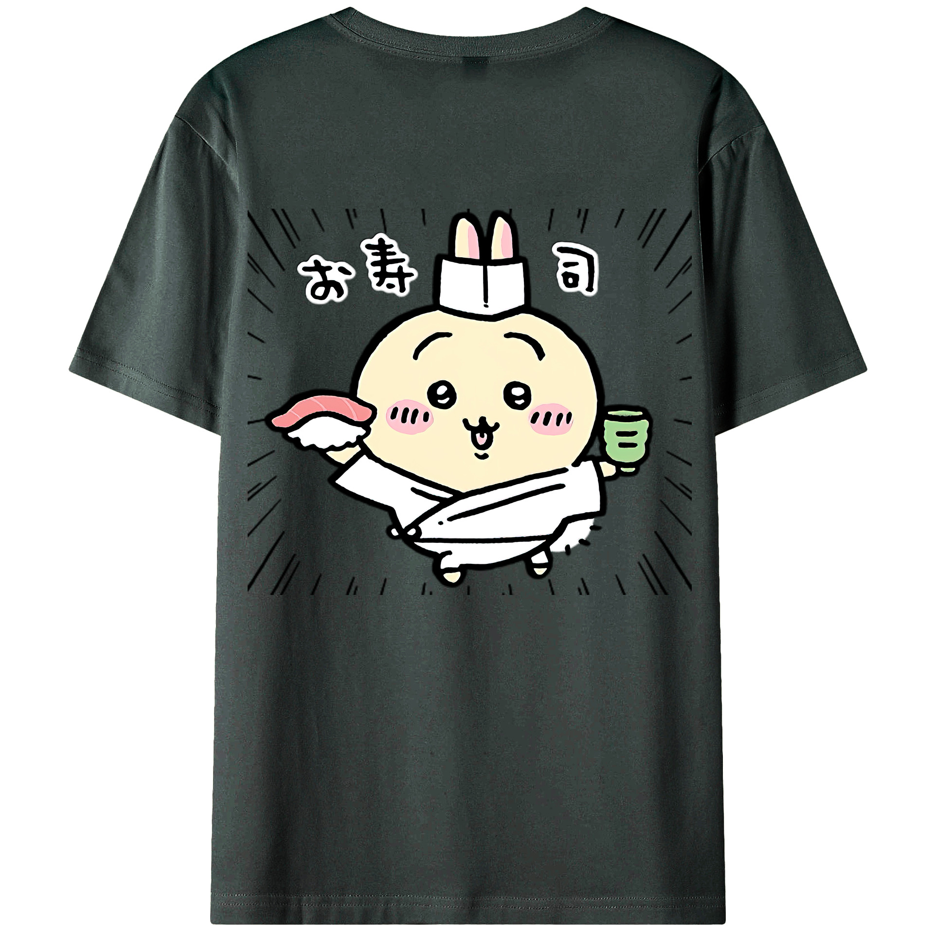 （画像用） ちいかわ うさぎ Chii-kawa usagi 綿100％ メンズ半袖Tシャツ（バックプリント） 通気性